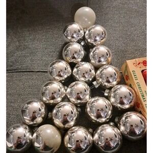 19 Vintage RAUCH Heavy Silver Christmas Ornaments Glass USA